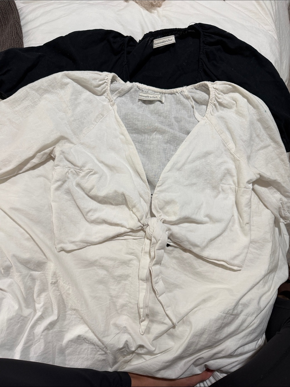 A&F Tie-Front Linen Blouses